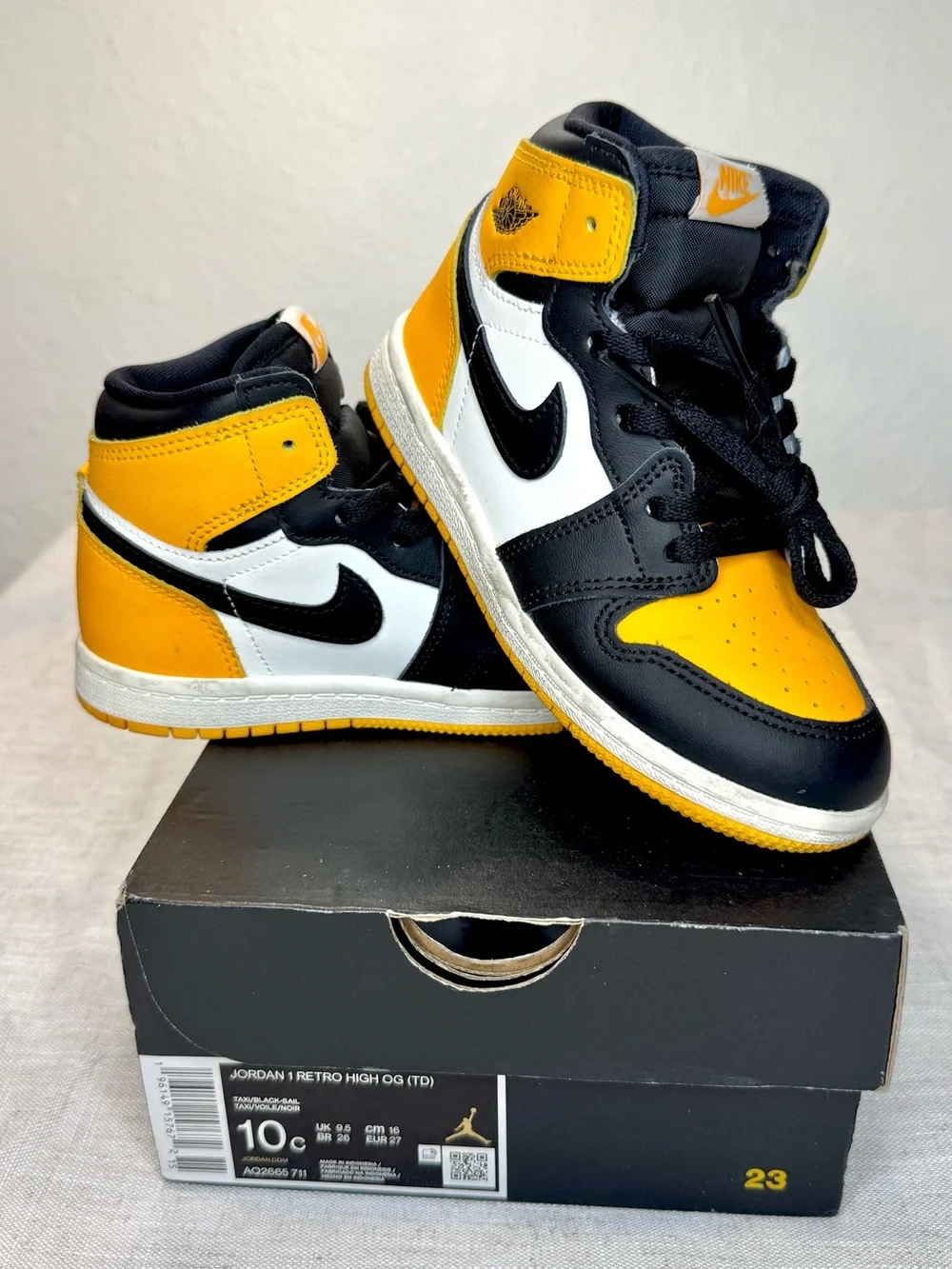 Nike Kids Air Jordan 1 High OG TD - Taxi Black/Yellow/White